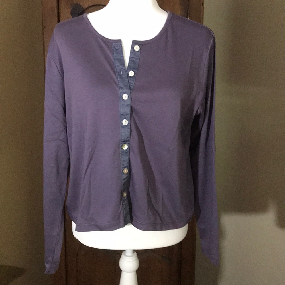 L.L. Bean lavender top..button front..Large